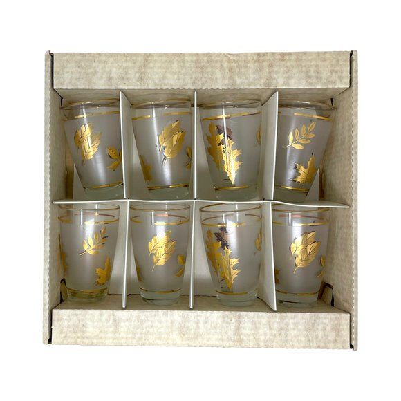 Vintage Libbey Hostess Glassware Golden Foliage Beverage Glass Set | Retro Glass - Picture 7 of 8